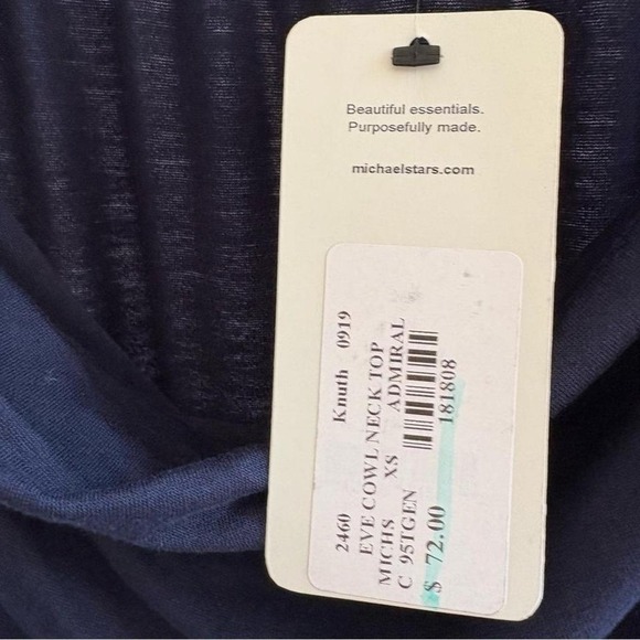 Micheal Stars NWT Women's Eve Cowl Neck Tank. Navy/Admiral.‎ Size XS - Picture 5 of 6